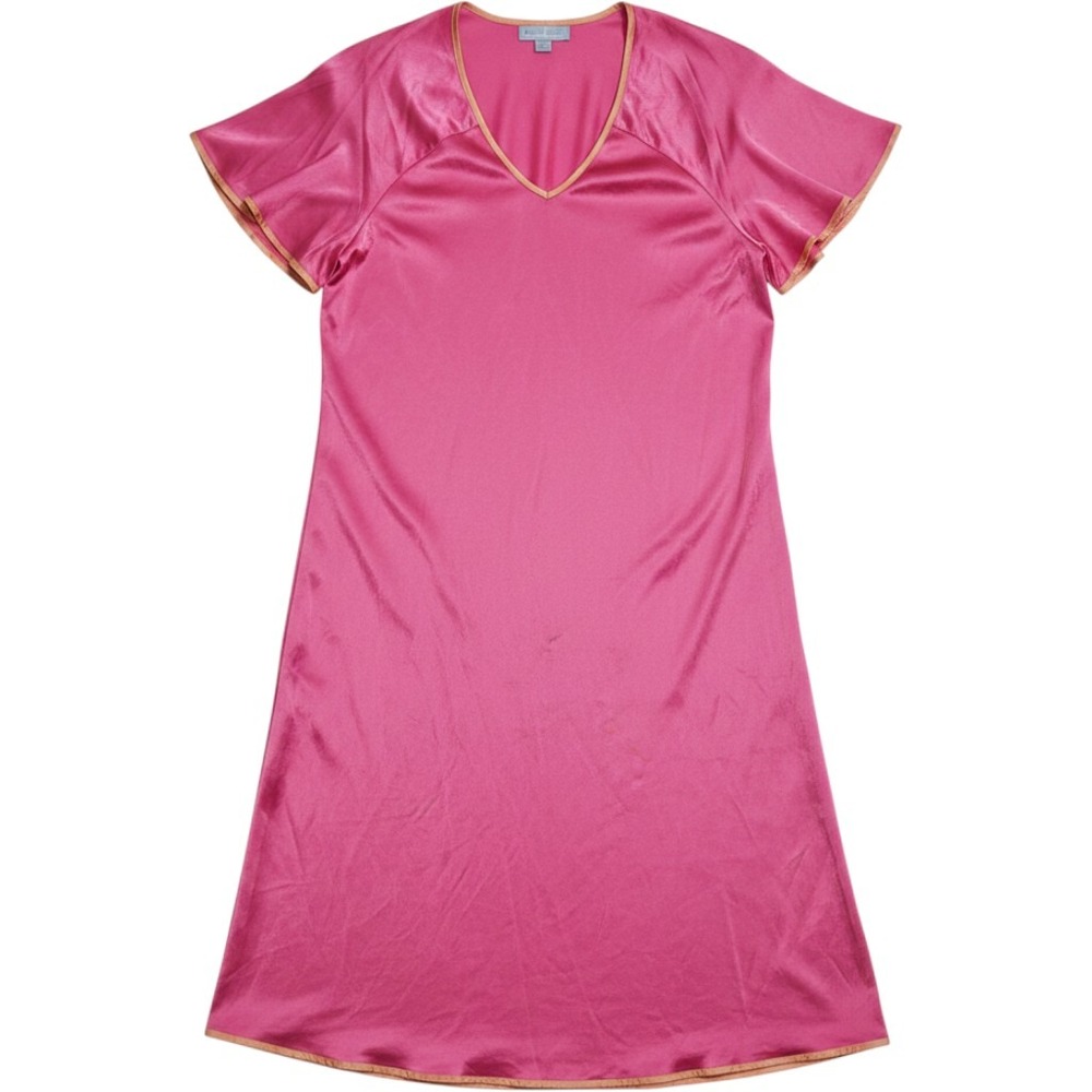 Only Necessities Pink Nylon Short Sleeve Nightgown Orange Trim‎ 1X 22/24